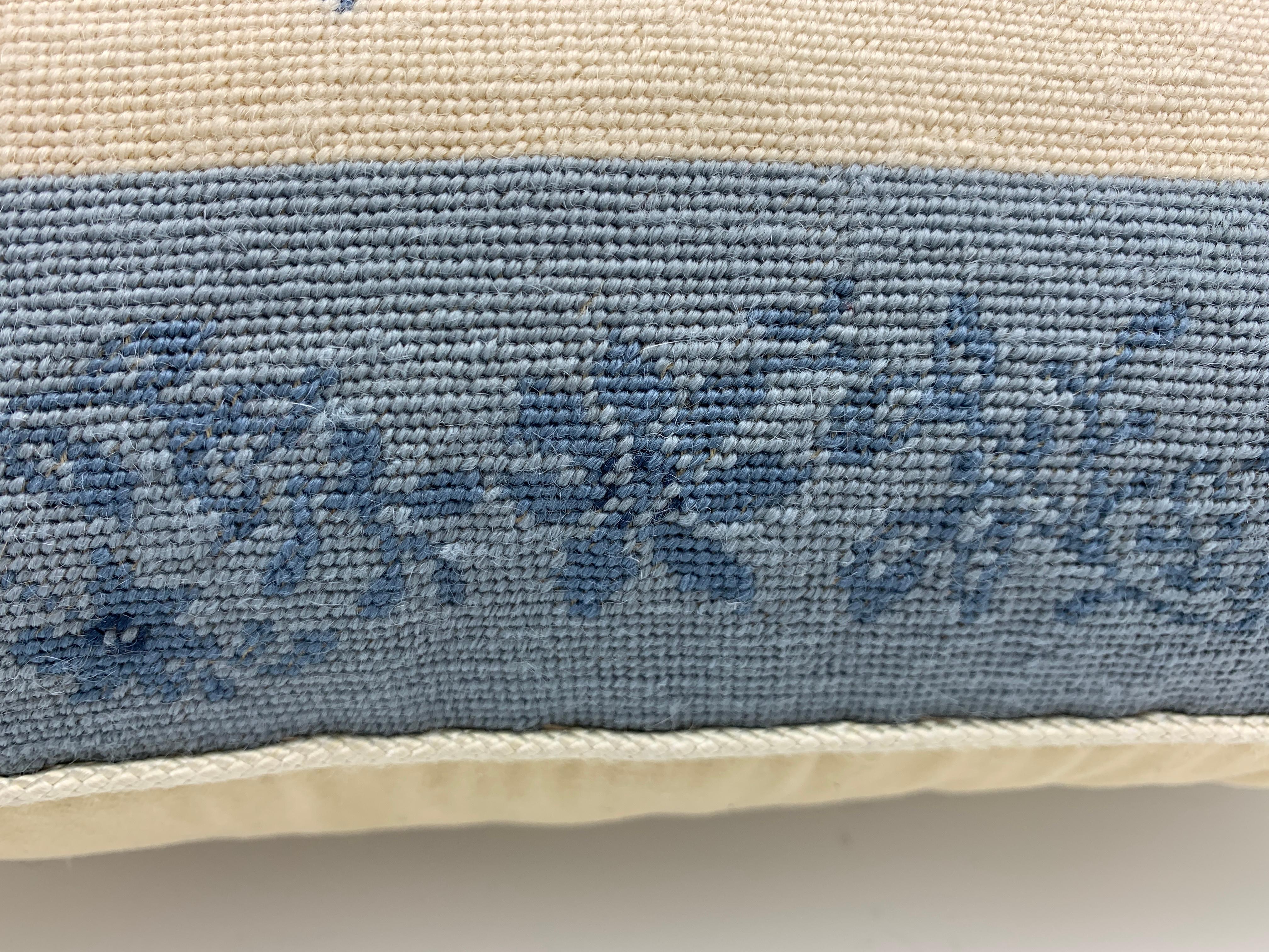 Chinoiserie Blue and White Pagoda Needlepoint Pillow, 1970s For Sale 9