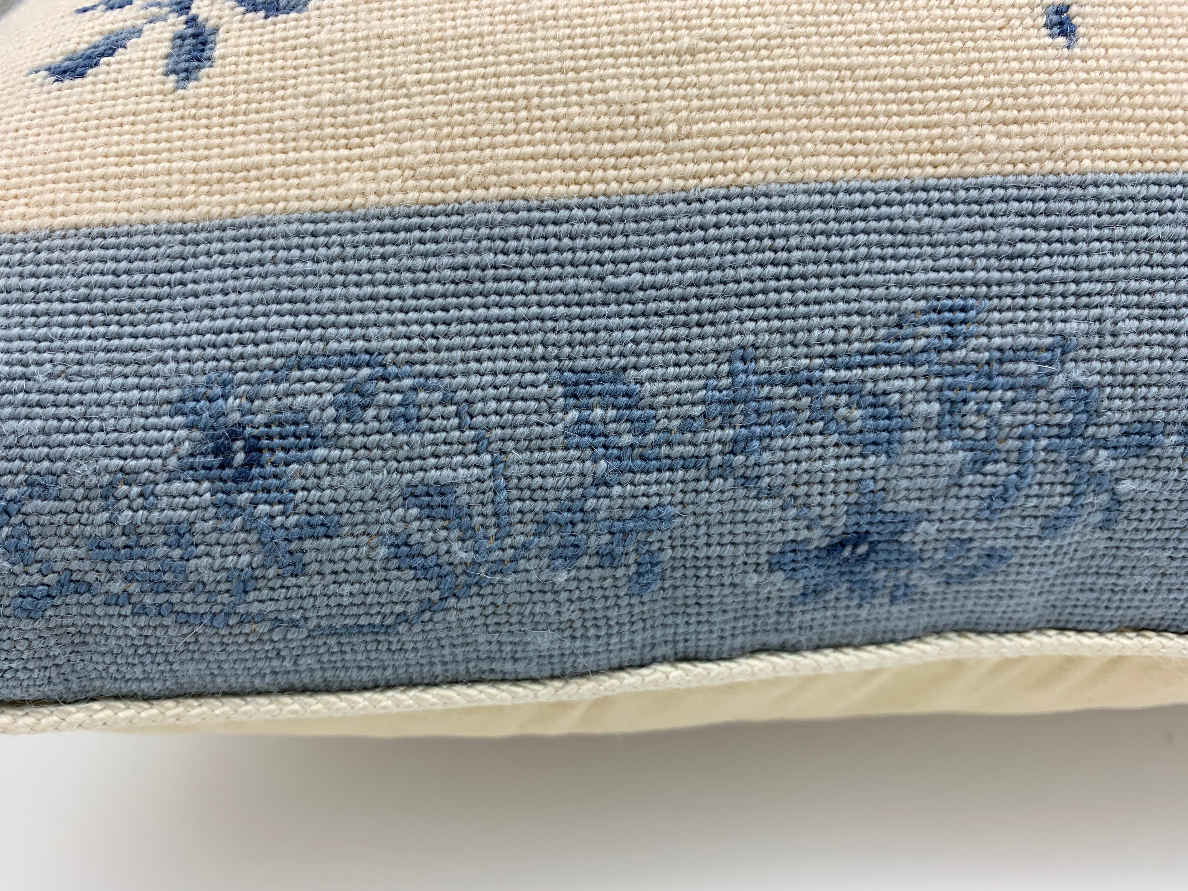 Chinoiserie Blue and White Pagoda Needlepoint Pillow, 1970s For Sale 10