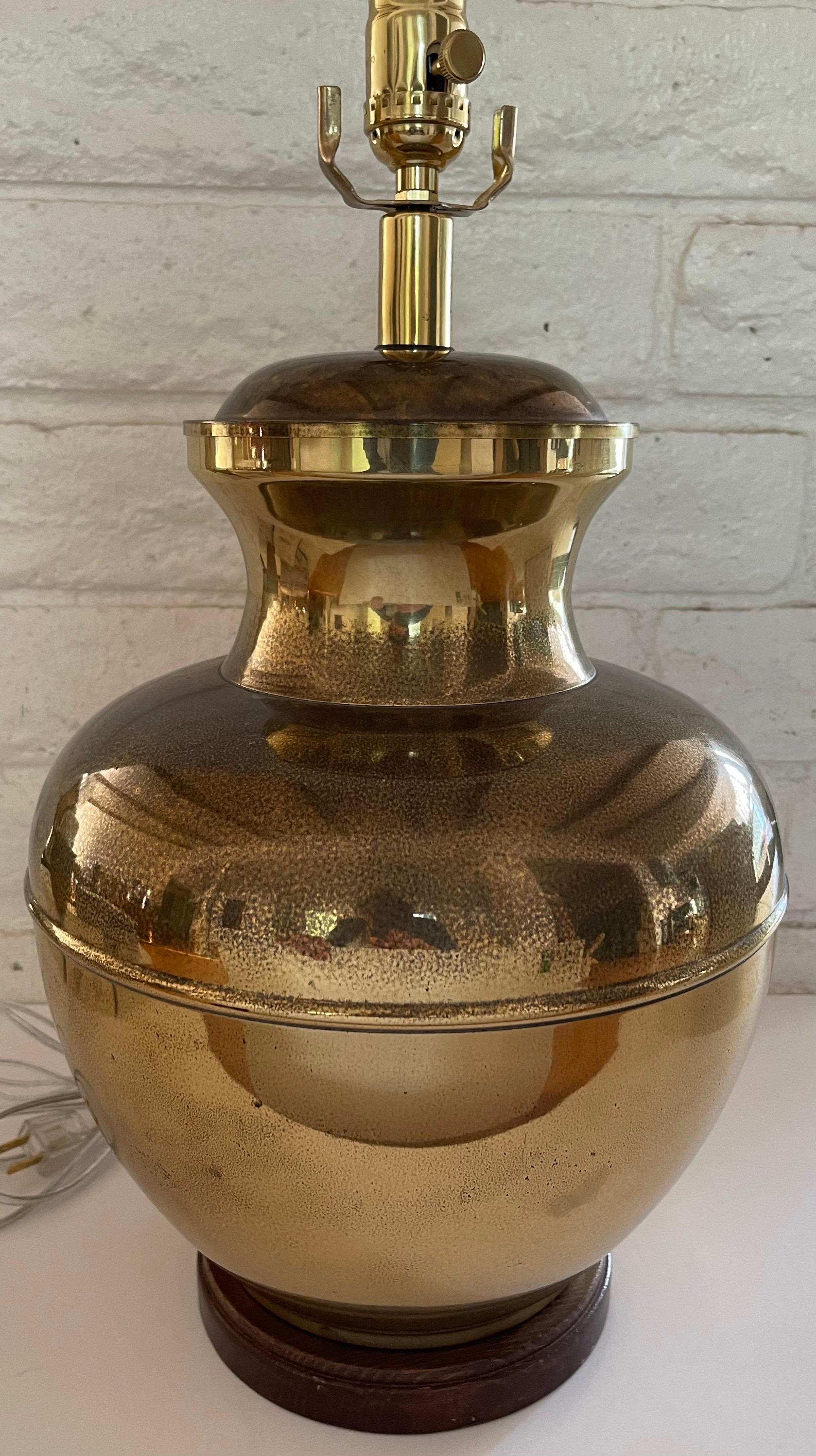 1970s Chinoiserie Brass Ginger Jar Large Lamp For Sale 1