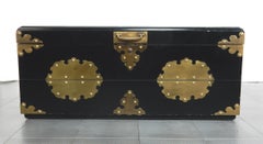 1970s Chinoiserie Hollywood Regency Ebonized Cedar Blanket Chest