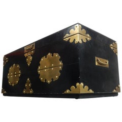 1970s Chinoiserie Hollywood Regency Ebonized Cedar Blanket Chest