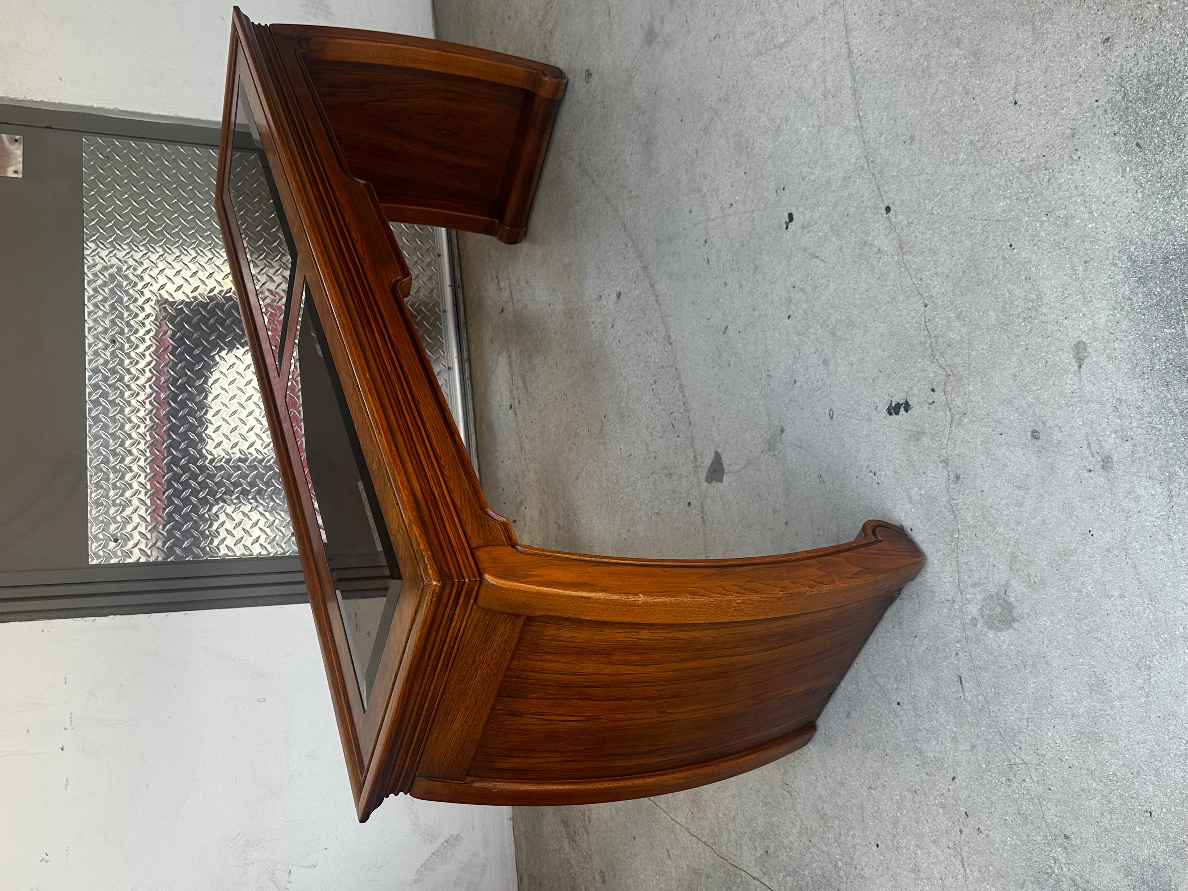1970s Chinoiserie Scroll Ming Style Wood Glass Console Nesting Table Stools For Sale 3