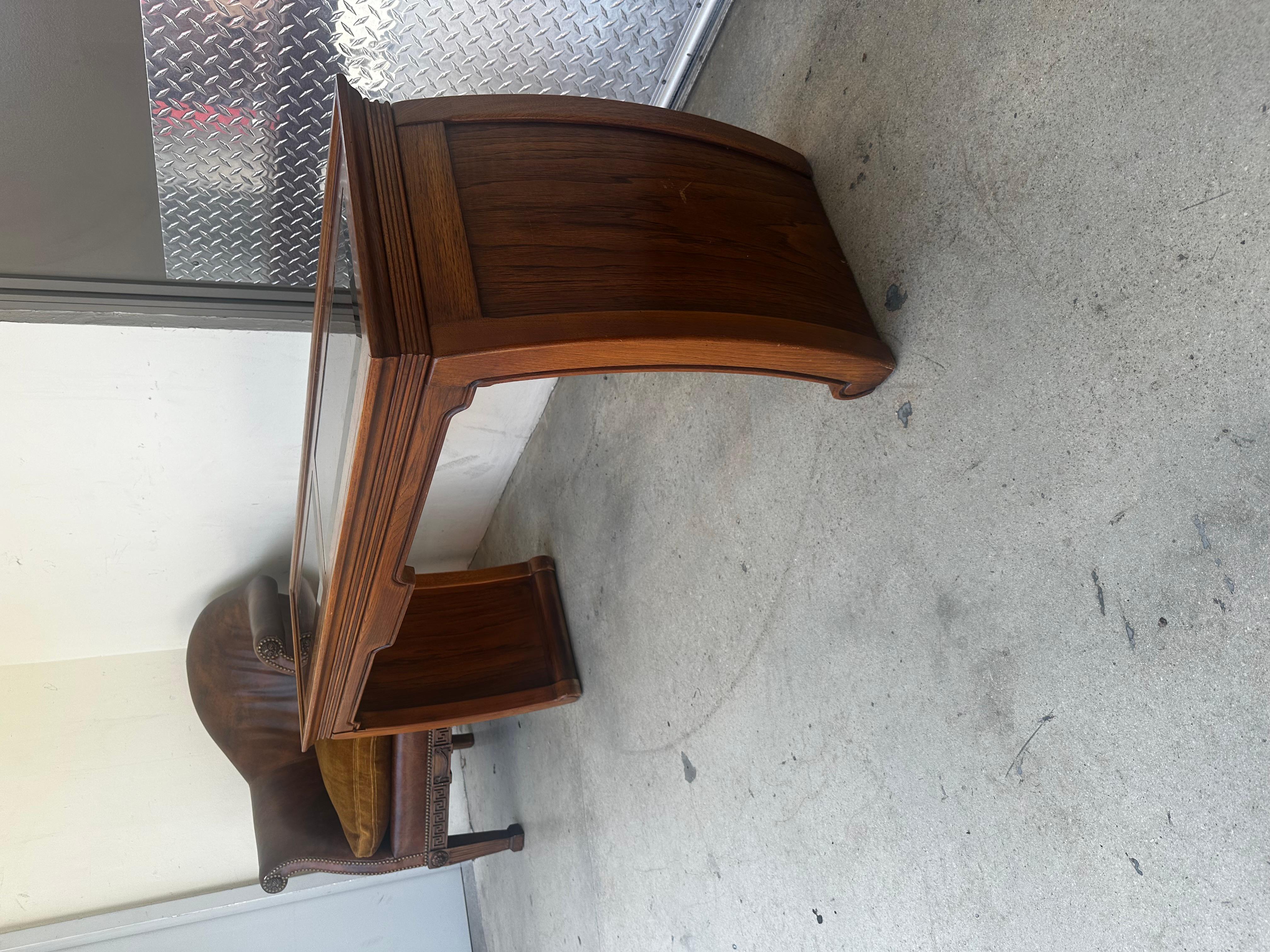 1970s Chinoiserie Scroll Ming Style Wood Glass Console Nesting Table Stools For Sale 4