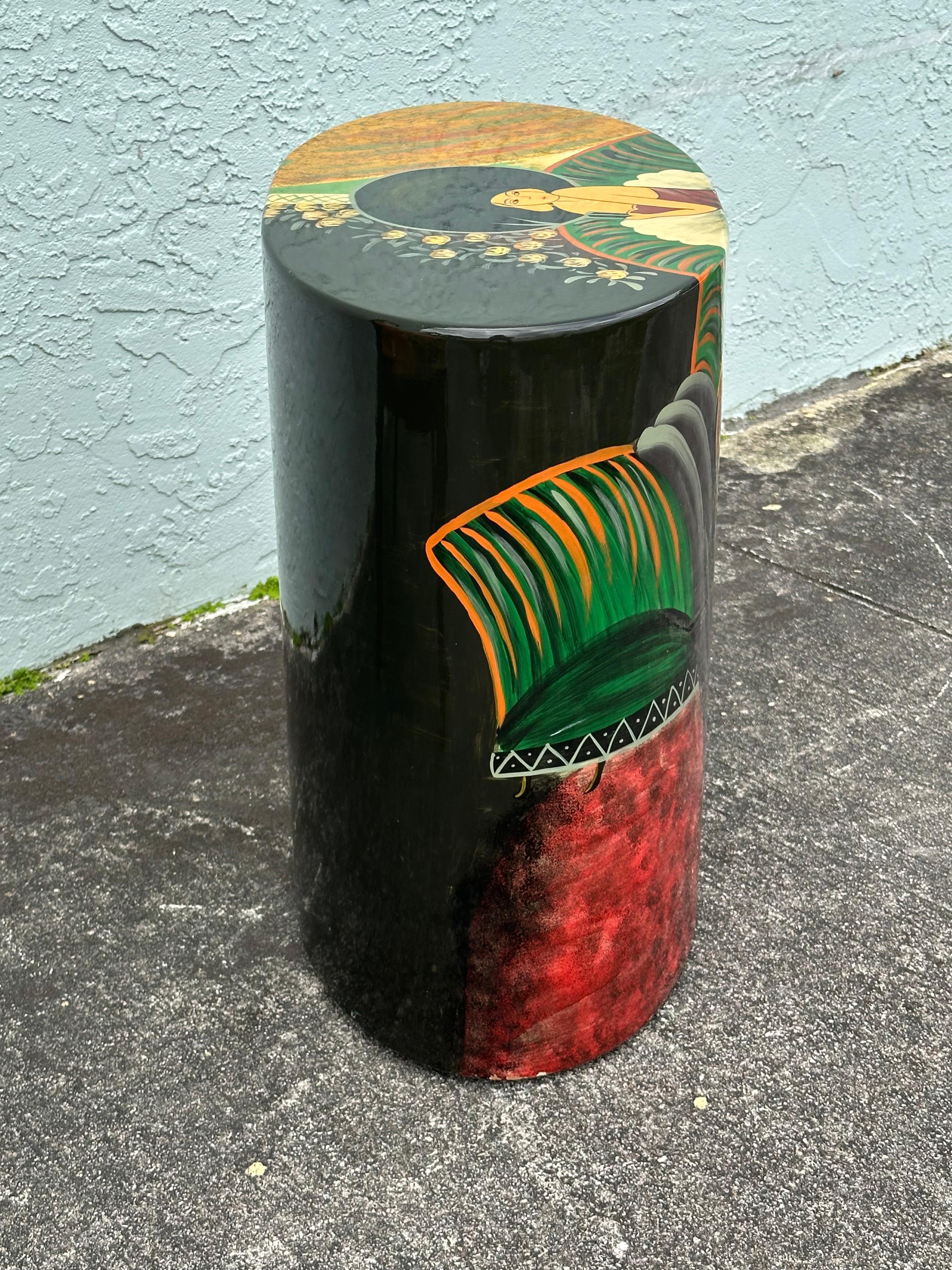Table d'appoint ovale peinte à la main de style chinoiserie des années 1970 en vente 8