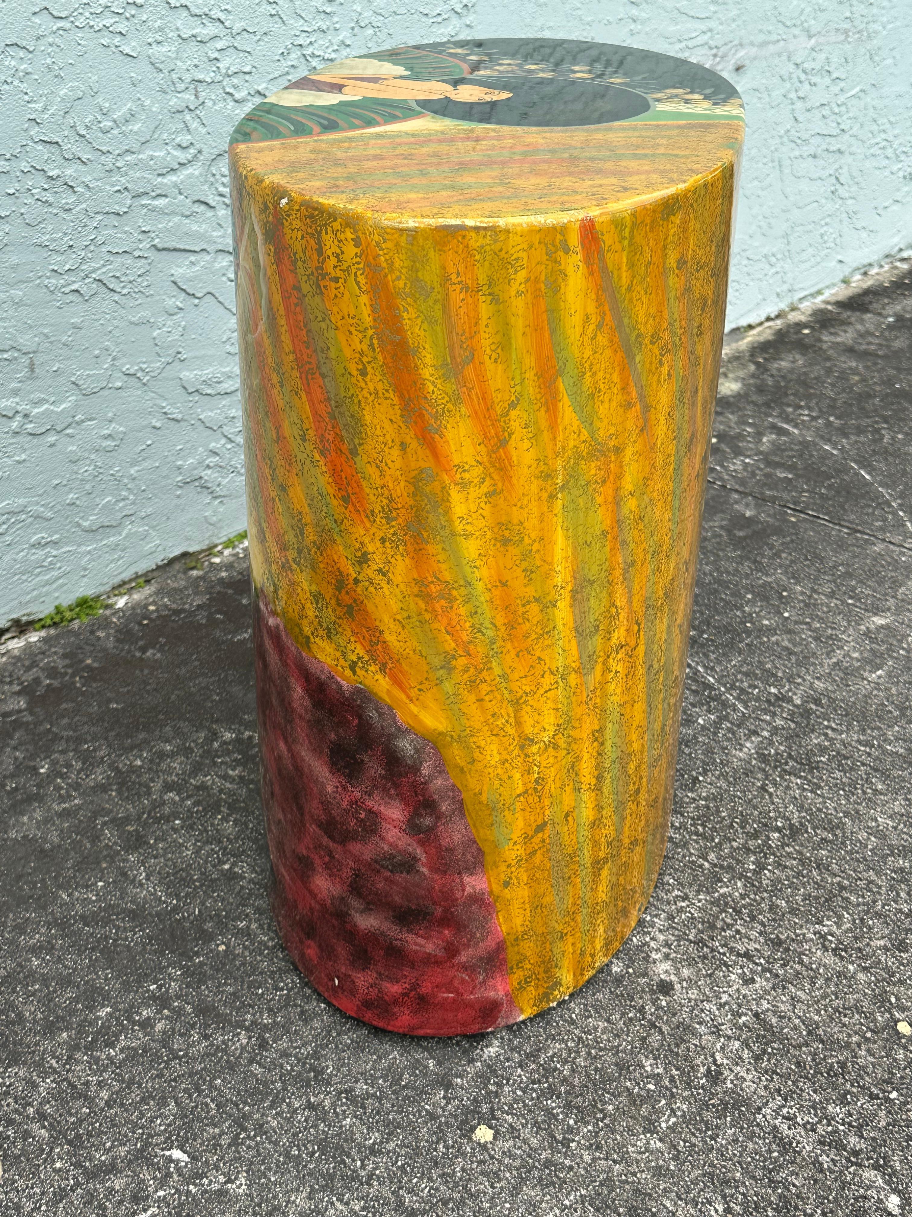 Table d'appoint ovale peinte à la main de style chinoiserie des années 1970 en vente 13
