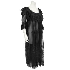 1970s Chloe Black Embroidered Tulle Cocktail dress