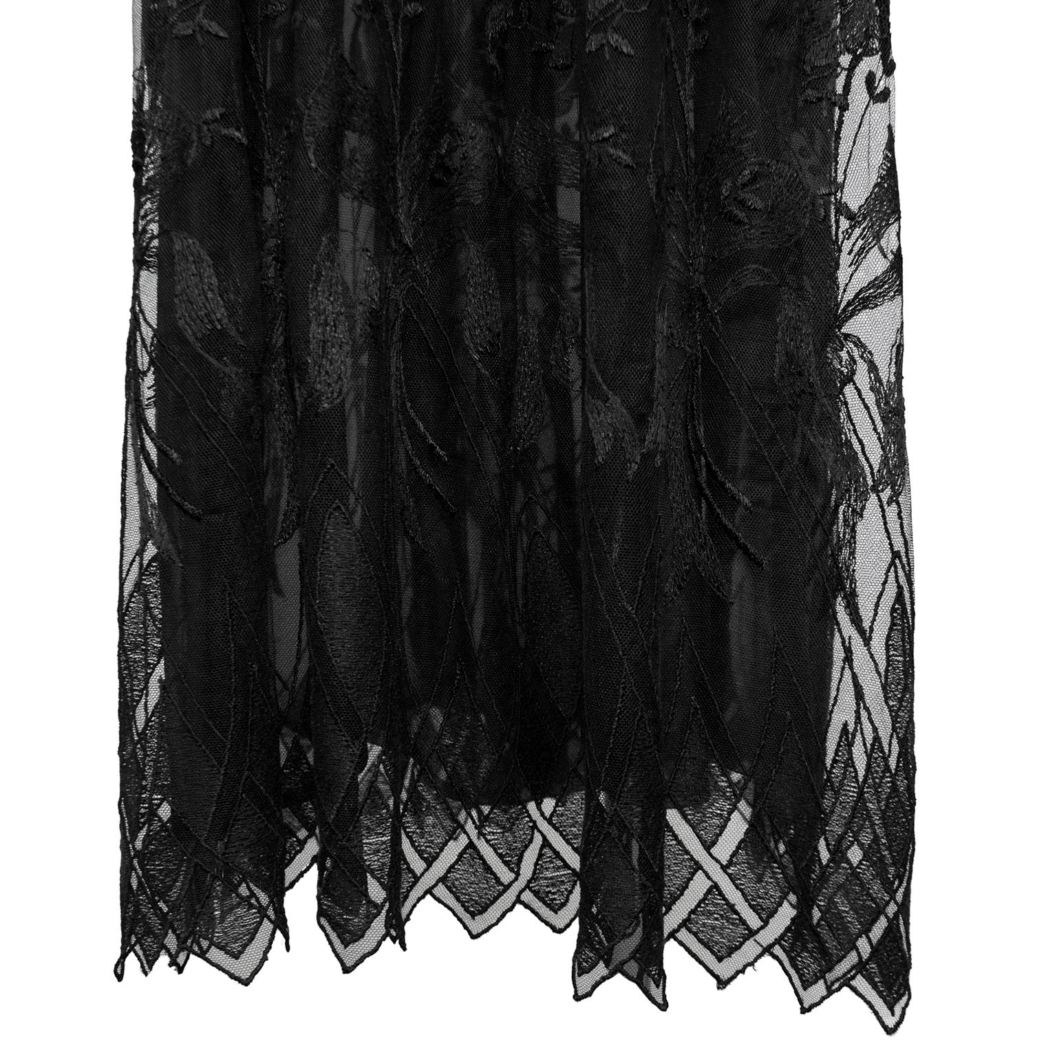 1970s Chloe Black Embroidered Tulle Cocktail dress 2