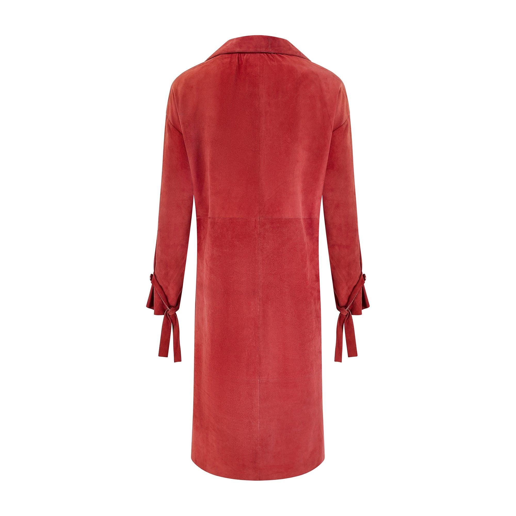 Red 1970s Chloé by Karl Lagerfeld Terracotta Suede Tunic Dress For Sale