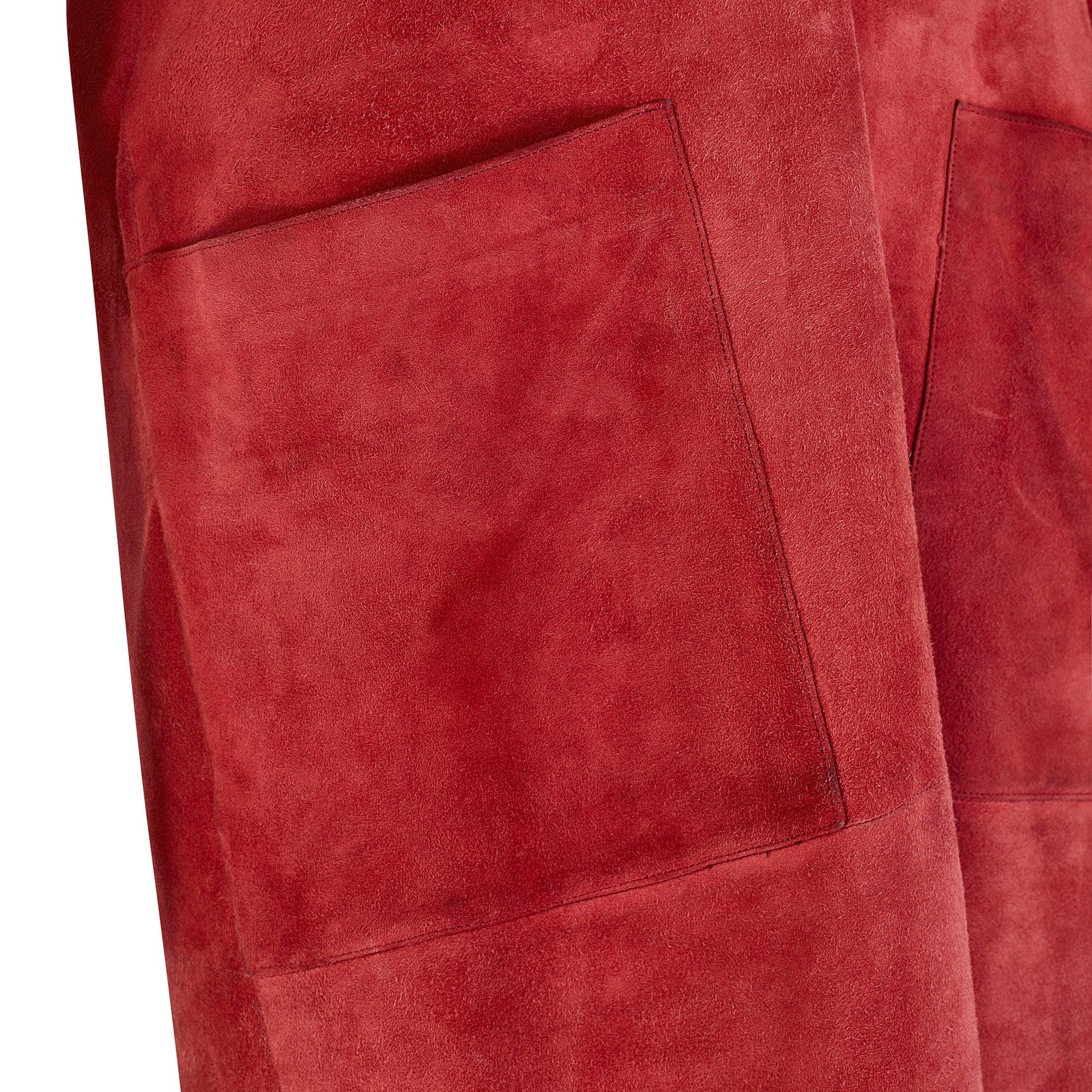 1970s Chloé by Karl Lagerfeld Terracotta Suede Tunic Dress In Good Condition For Sale In London, GB