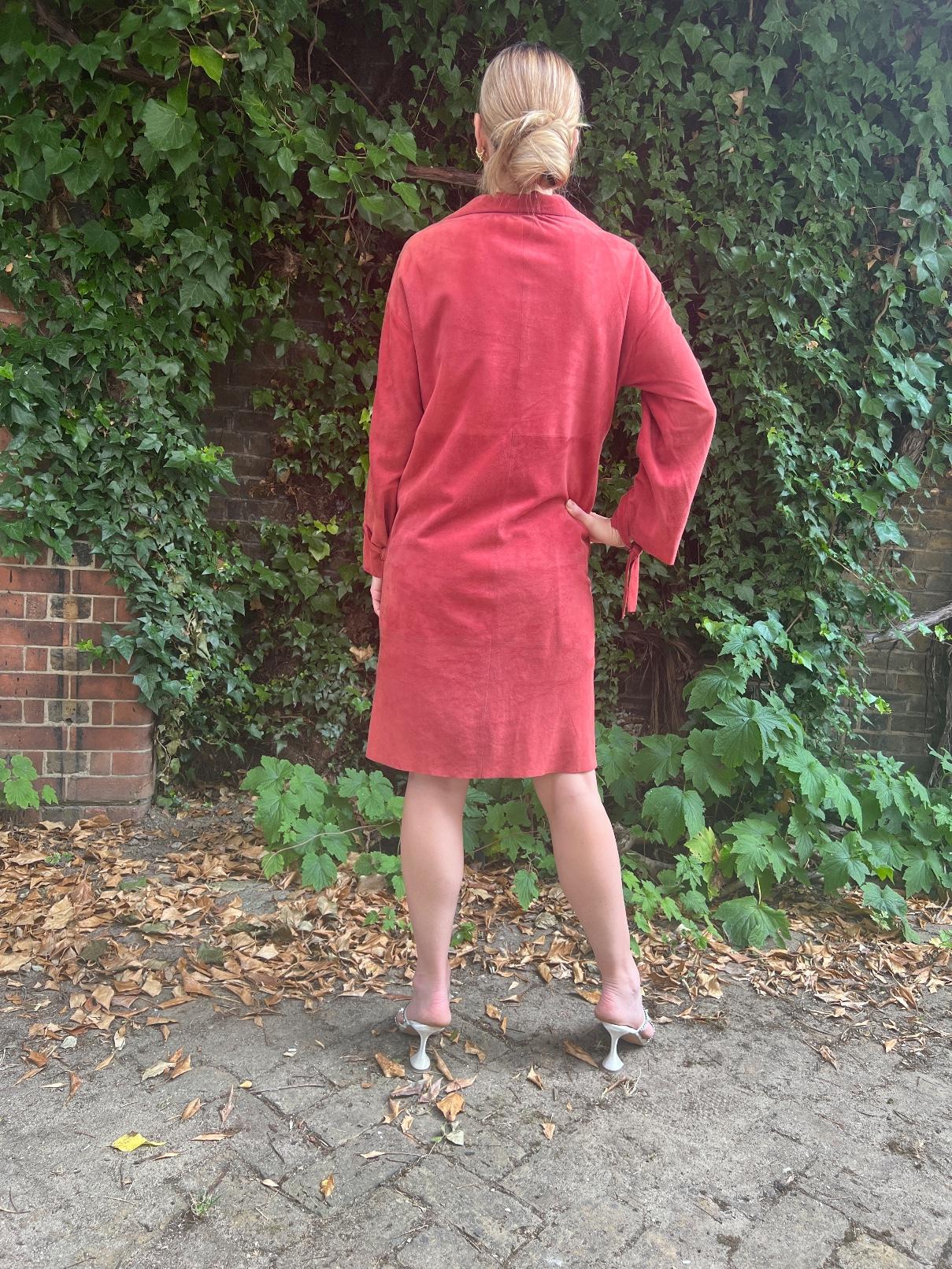 1970s Chloé by Karl Lagerfeld Terracotta Suede Tunic Dress For Sale 2