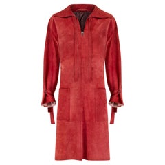 1970 Chloé by Karl Lagerfeld Robe tunique en daim terracotta