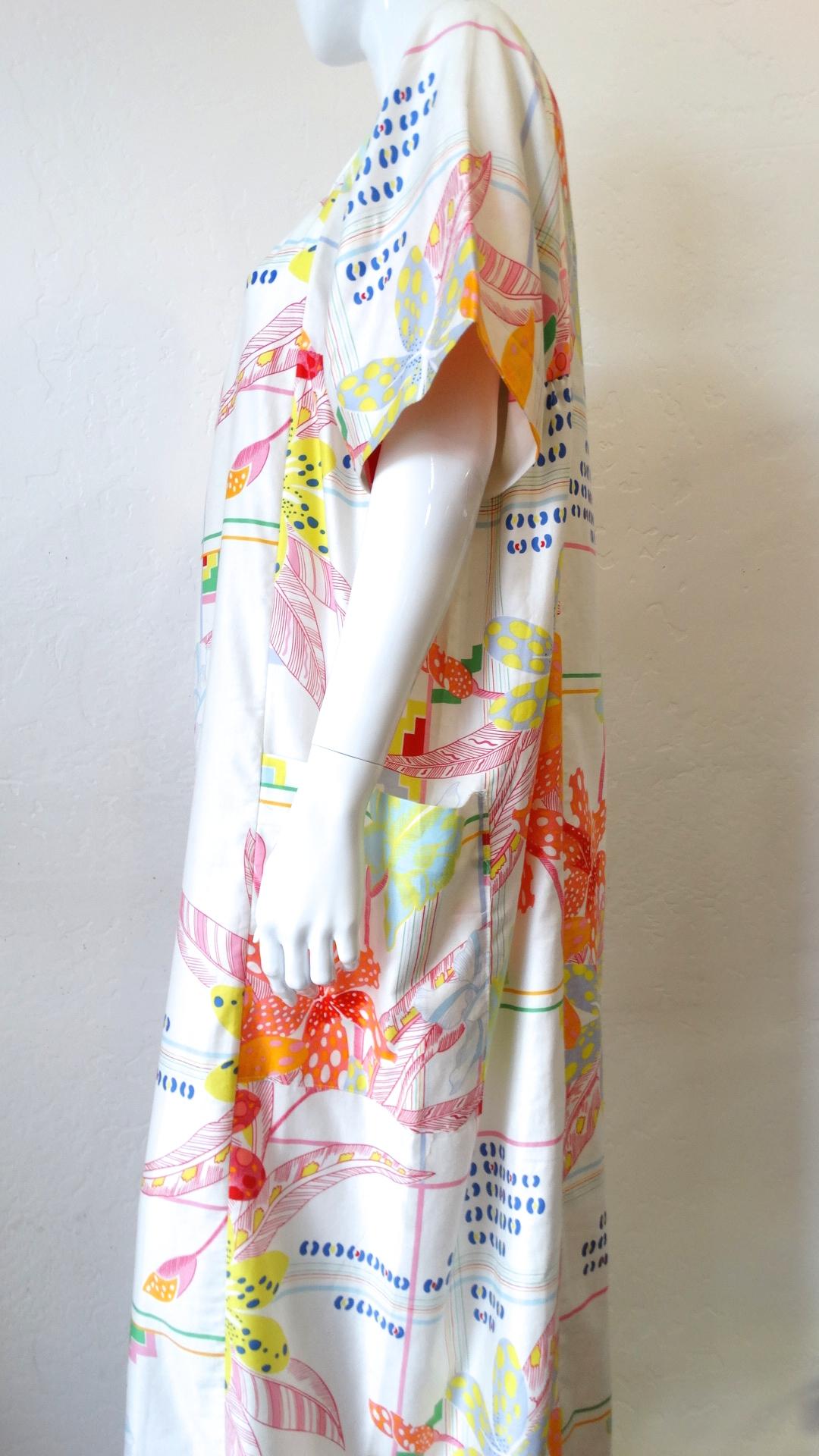 1970s Christian Dior Abstract Floral Lounge Dress 6
