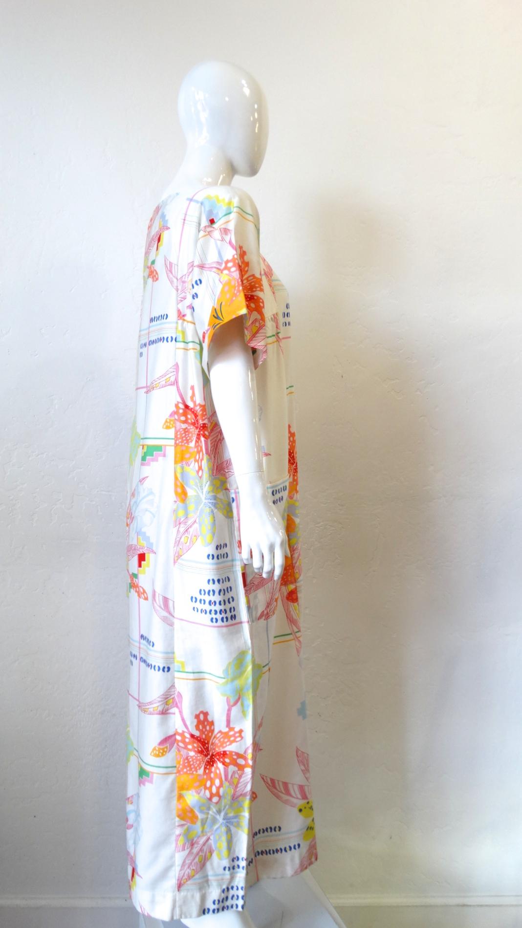 1970s Christian Dior Abstract Floral Lounge Dress 8