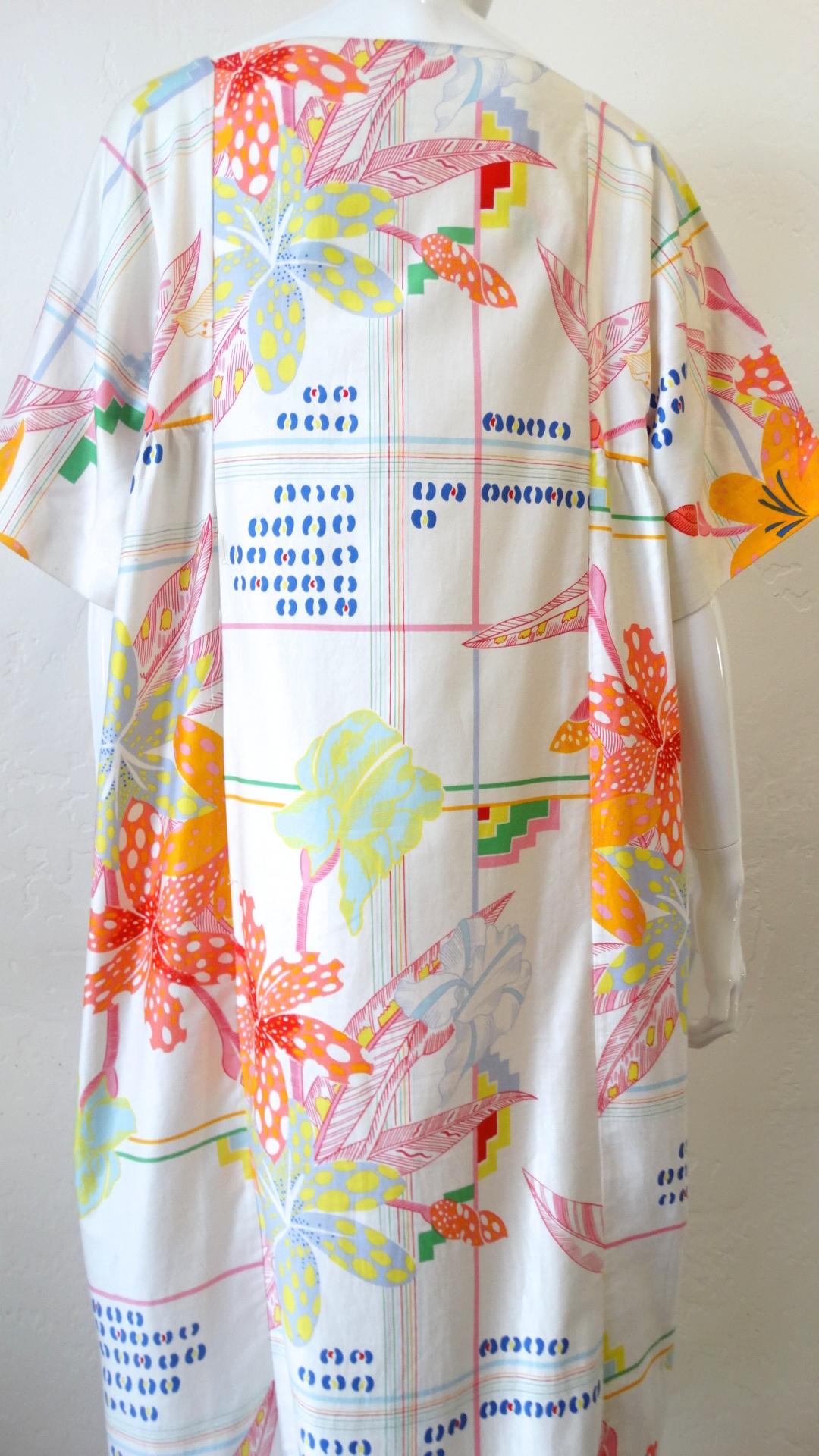 1970s Christian Dior Abstract Floral Lounge Dress In Good Condition In Scottsdale, AZ