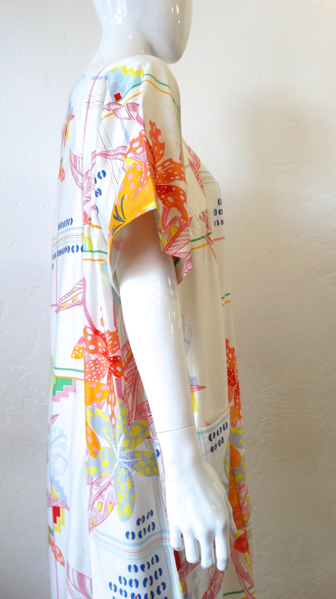 1970s Christian Dior Abstract Floral Lounge Dress 1