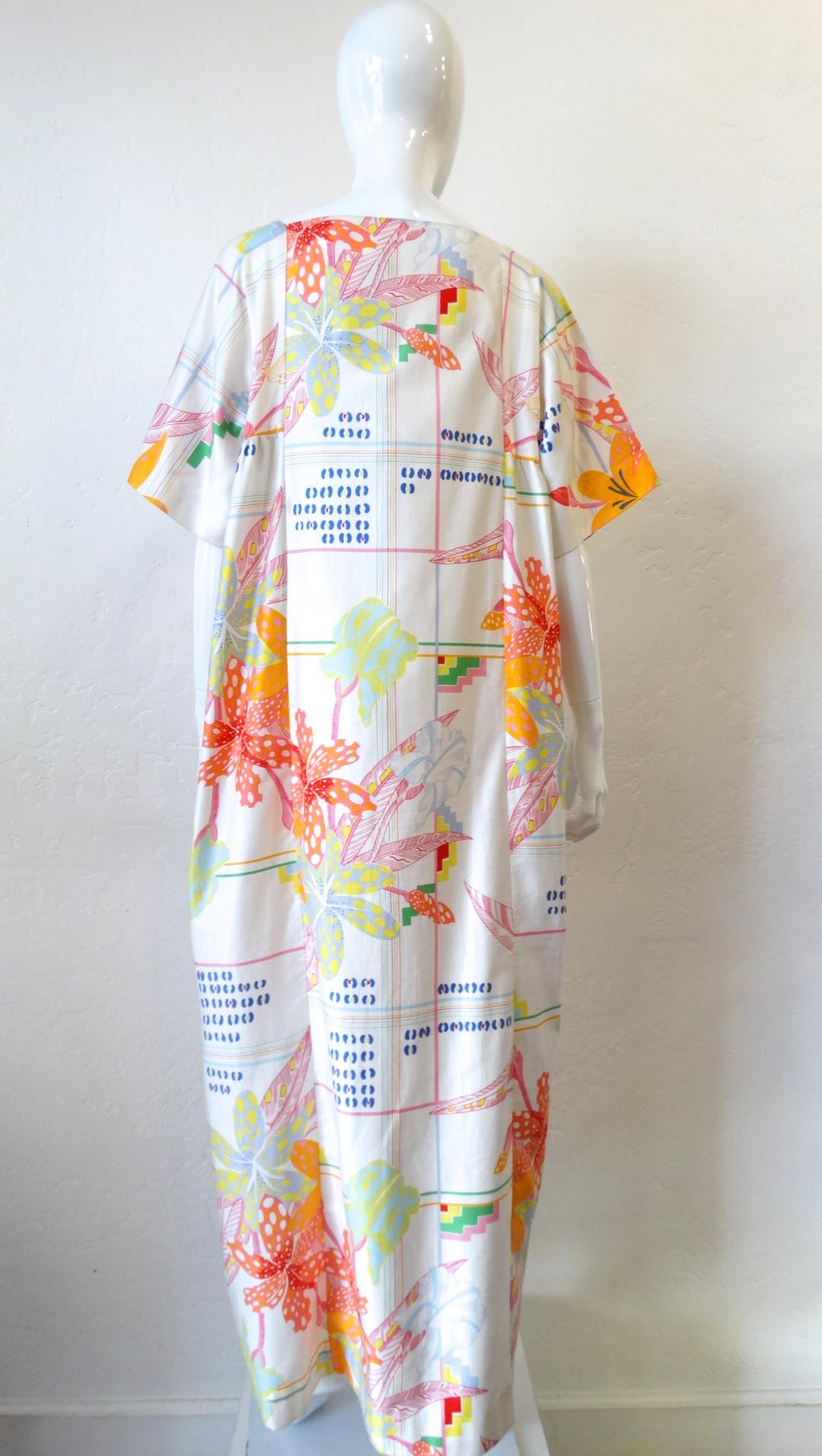 1970s Christian Dior Abstract Floral Lounge Dress 2