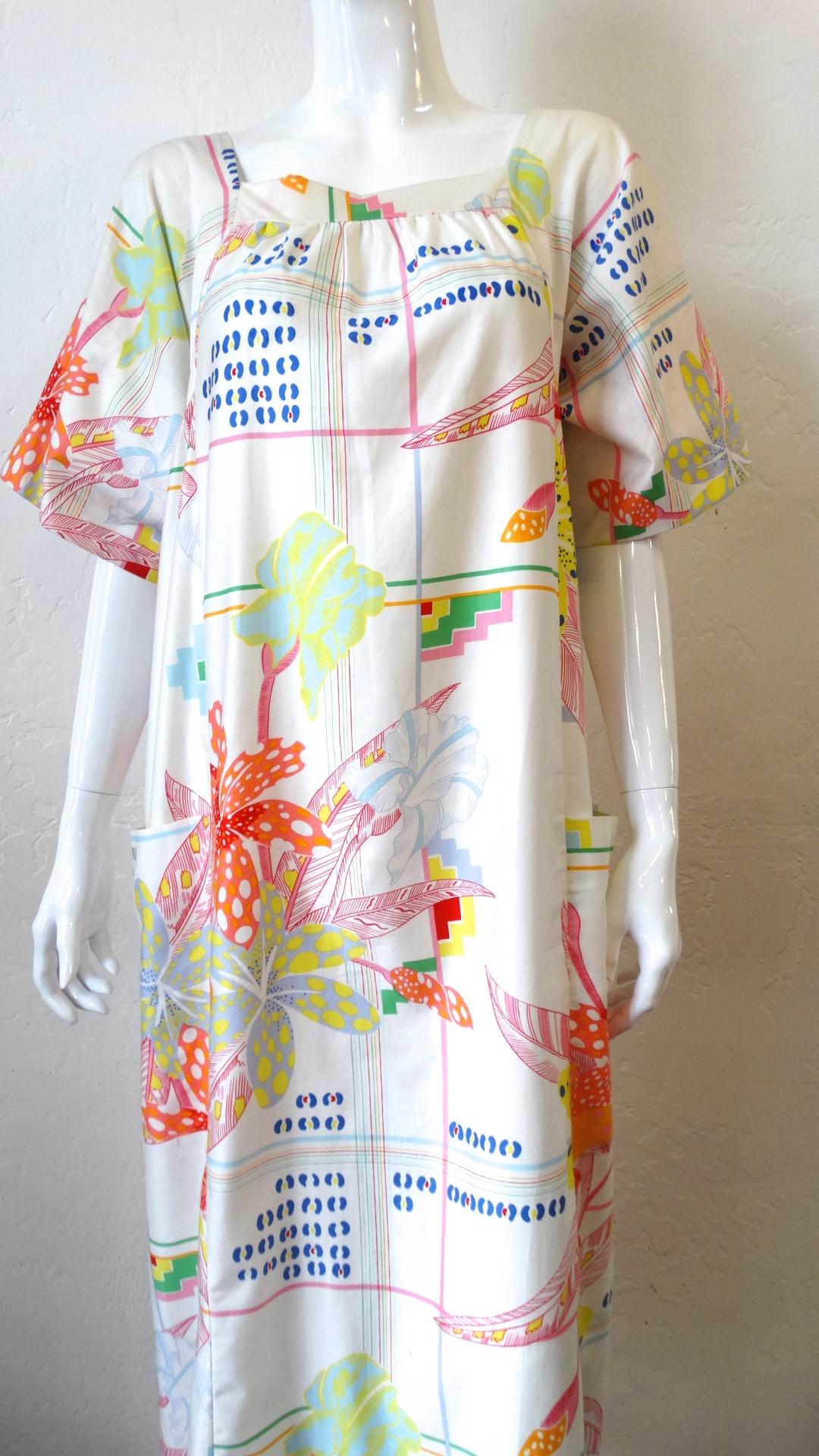 1970s Christian Dior Abstract Floral Lounge Dress 4