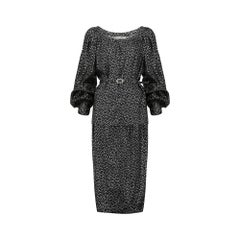 1970s Christian Dior Black and Silver Lame Skirt Suit (4 pieces)