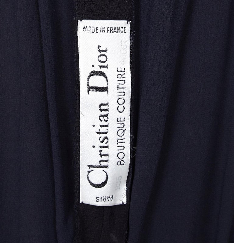 1970s Christian Dior Boutique Couture Label Black Silk Chiffon Dress at ...