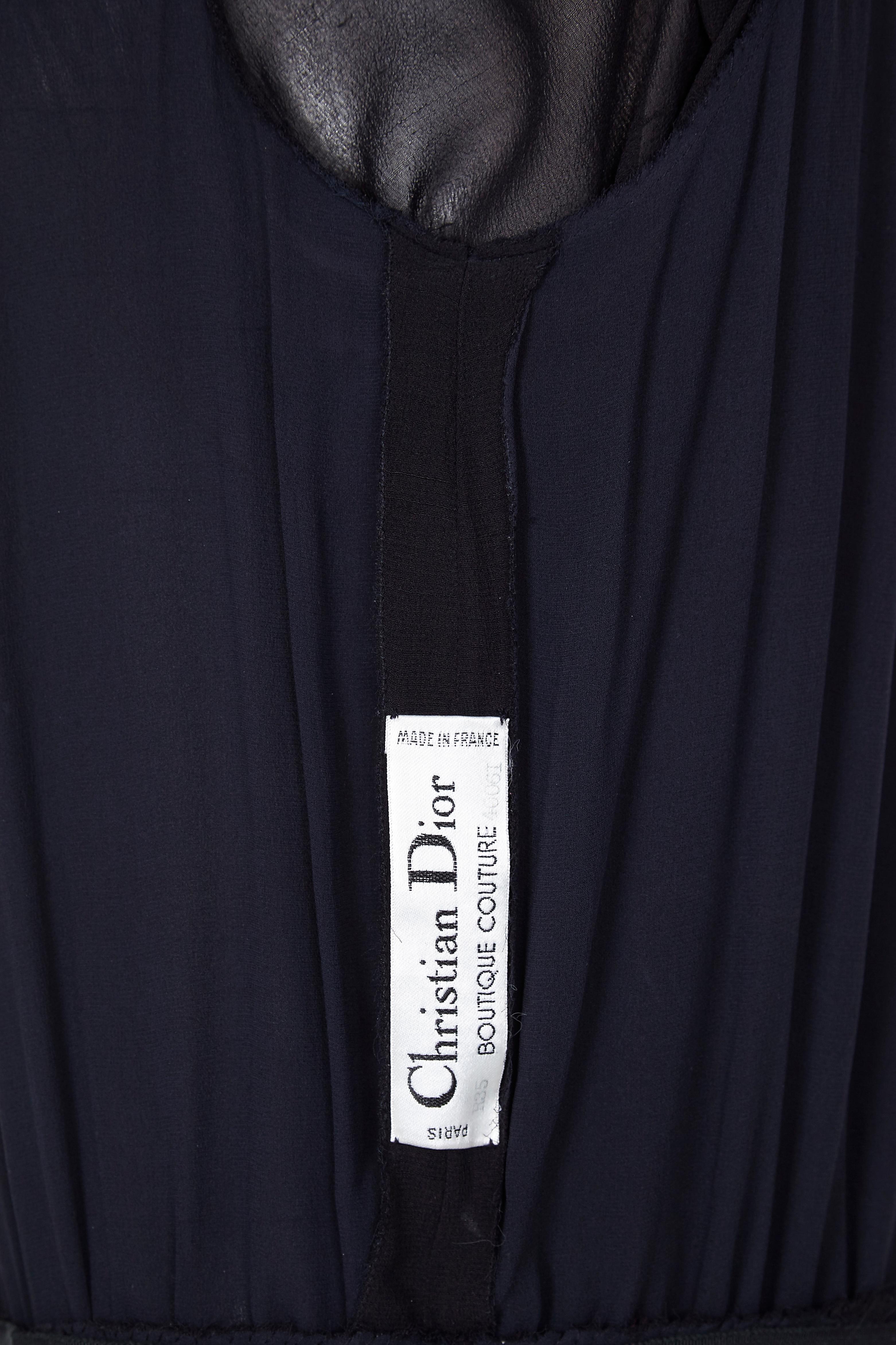 1970s Christian Dior Boutique Couture Label Black Silk Chiffon Dress 2