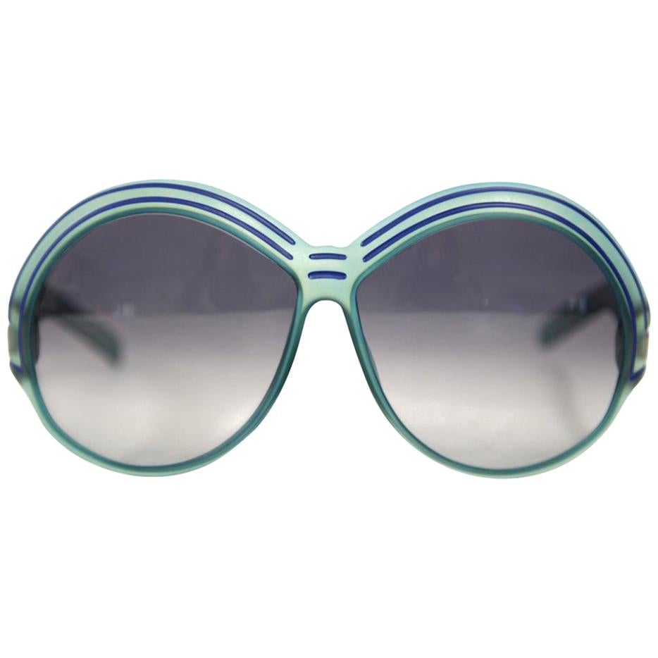 1970s Christian Dior Bright Blue Sunglasses
