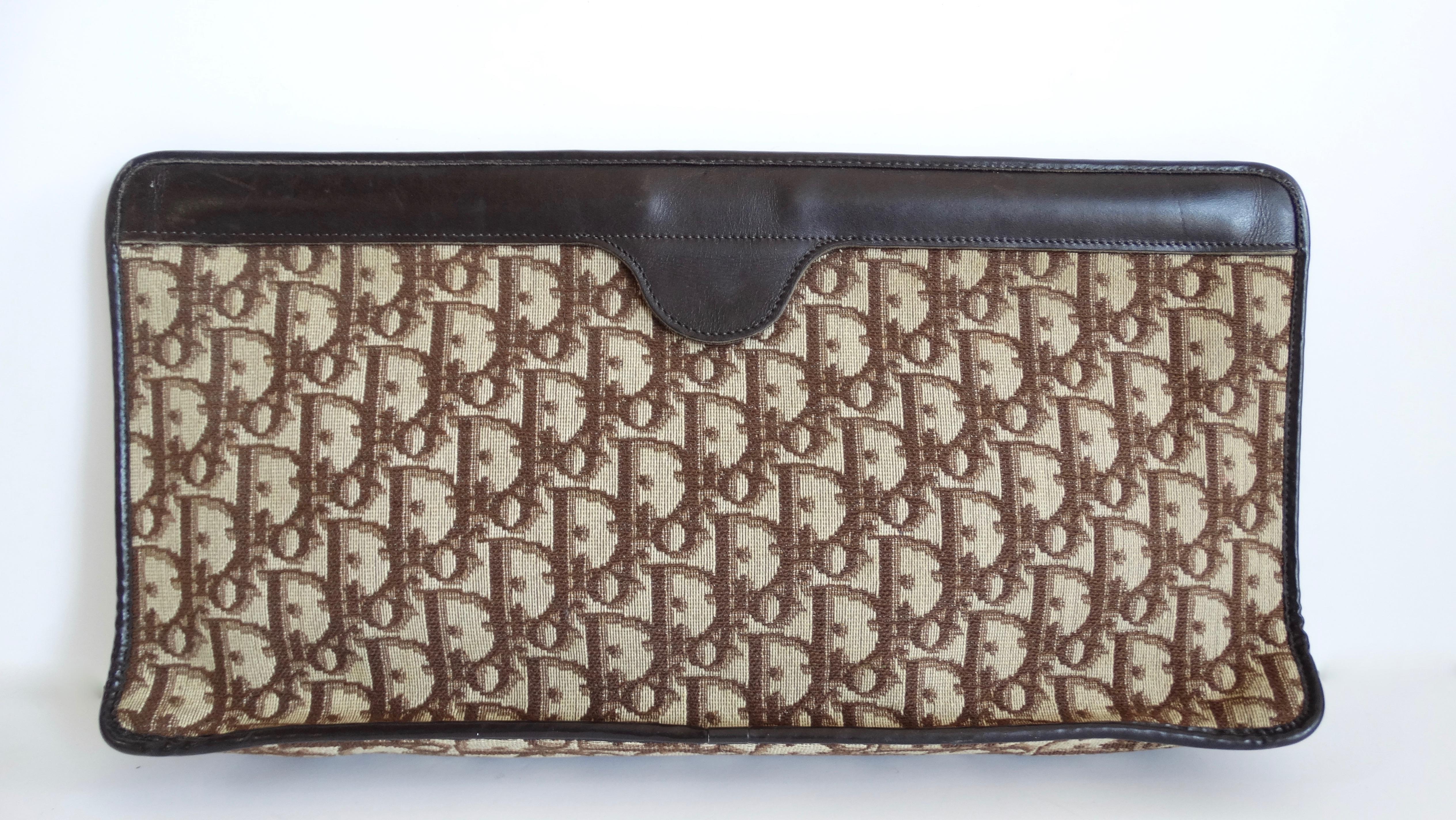 Women's or Men's 1970s Christian Dior Brown Canvas Monogram Clutch