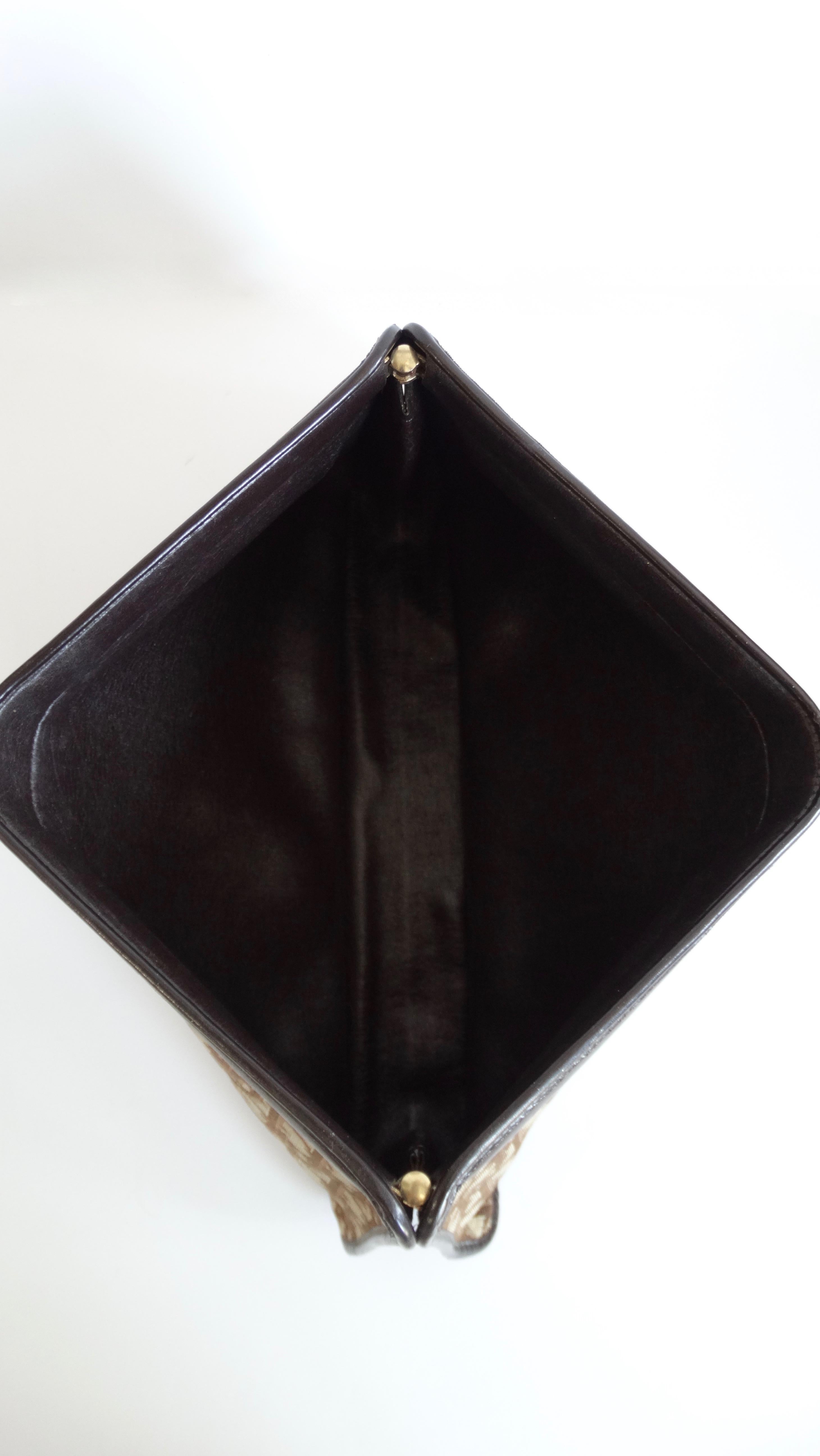 1970s Christian Dior Brown Canvas Monogram Clutch 1