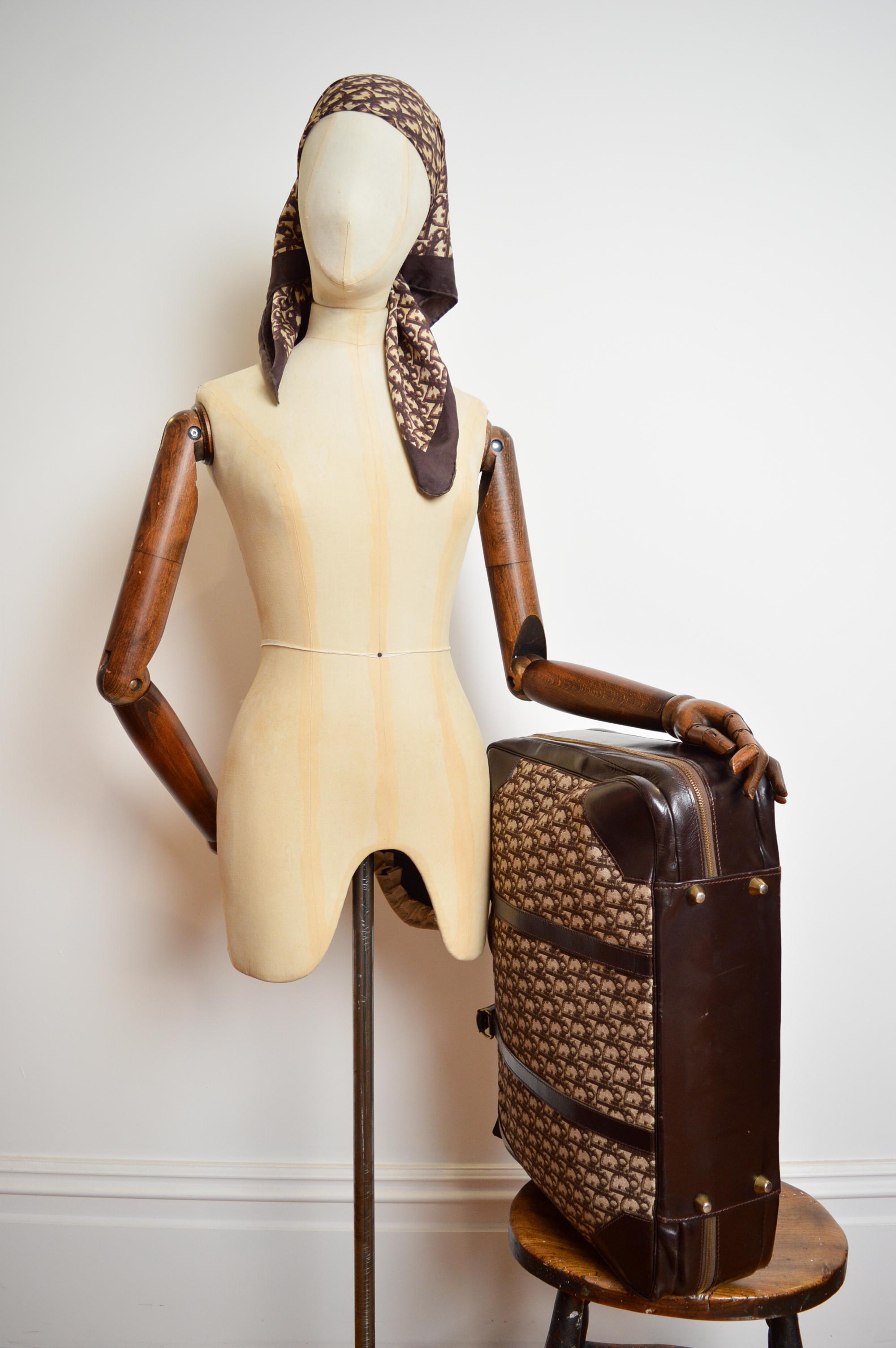 1970's CHRISTIAN DIOR Bolsa Maletas Trotter Monograma Cuero Marrón Lona en venta 4