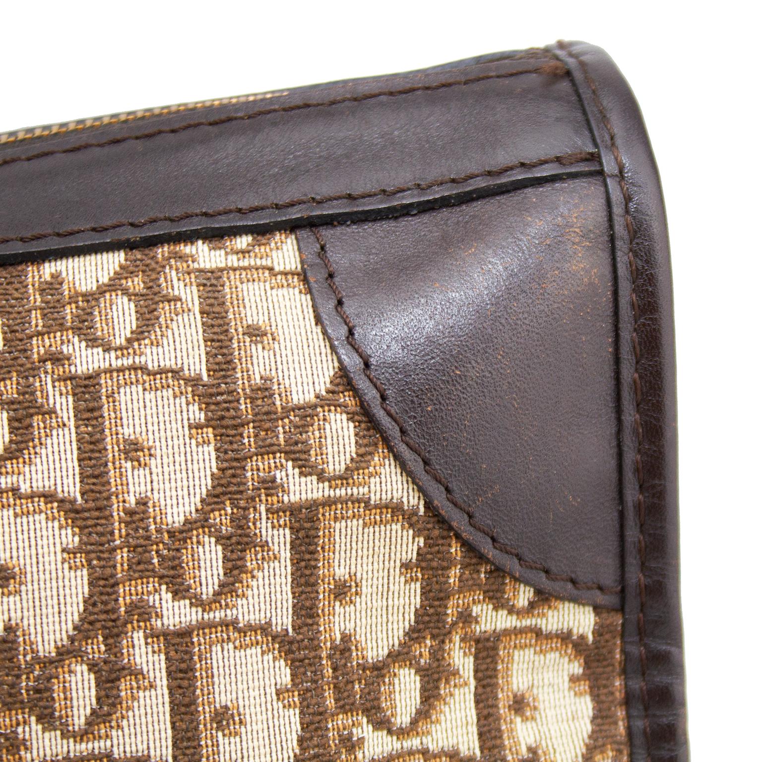 1970s Christian Dior Brown Logo Tapered Shape Boston Bag  In Good Condition In Toronto, Ontario