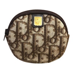 Retro 1970s CHRISTIAN DIOR Brown Trotter Jacquard Coin Pouch (Modified)