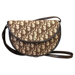 Vintage 1970s Christian Dior Brown Trotter Jacquard Shoulder Bag