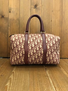 1970s CHRISTIAN DIOR Burgundy Trotter Jacquard Boston Bag 30
