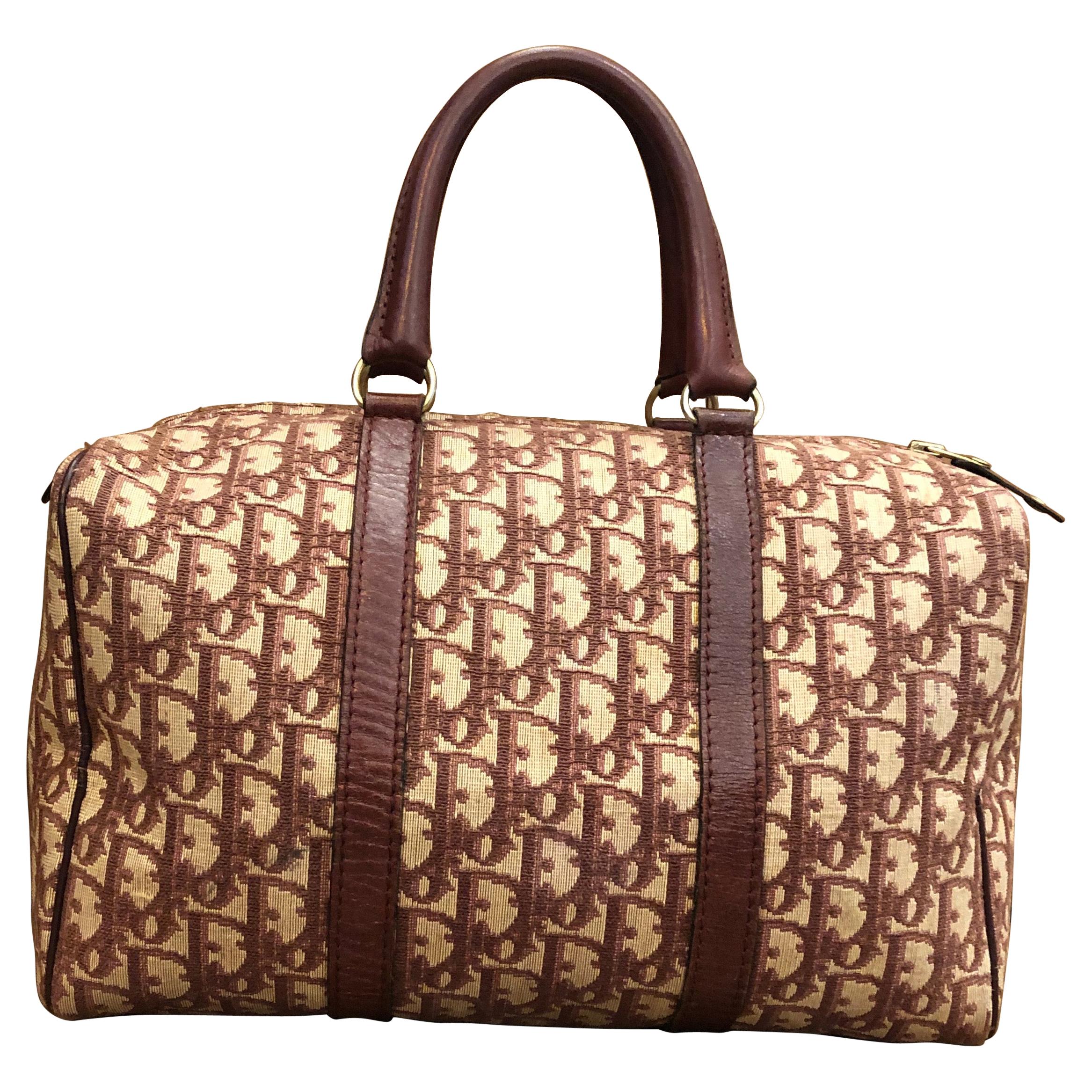 1970s CHRISTIAN DIOR Burgundy Trotter Jacquard Boston Bag 30 at