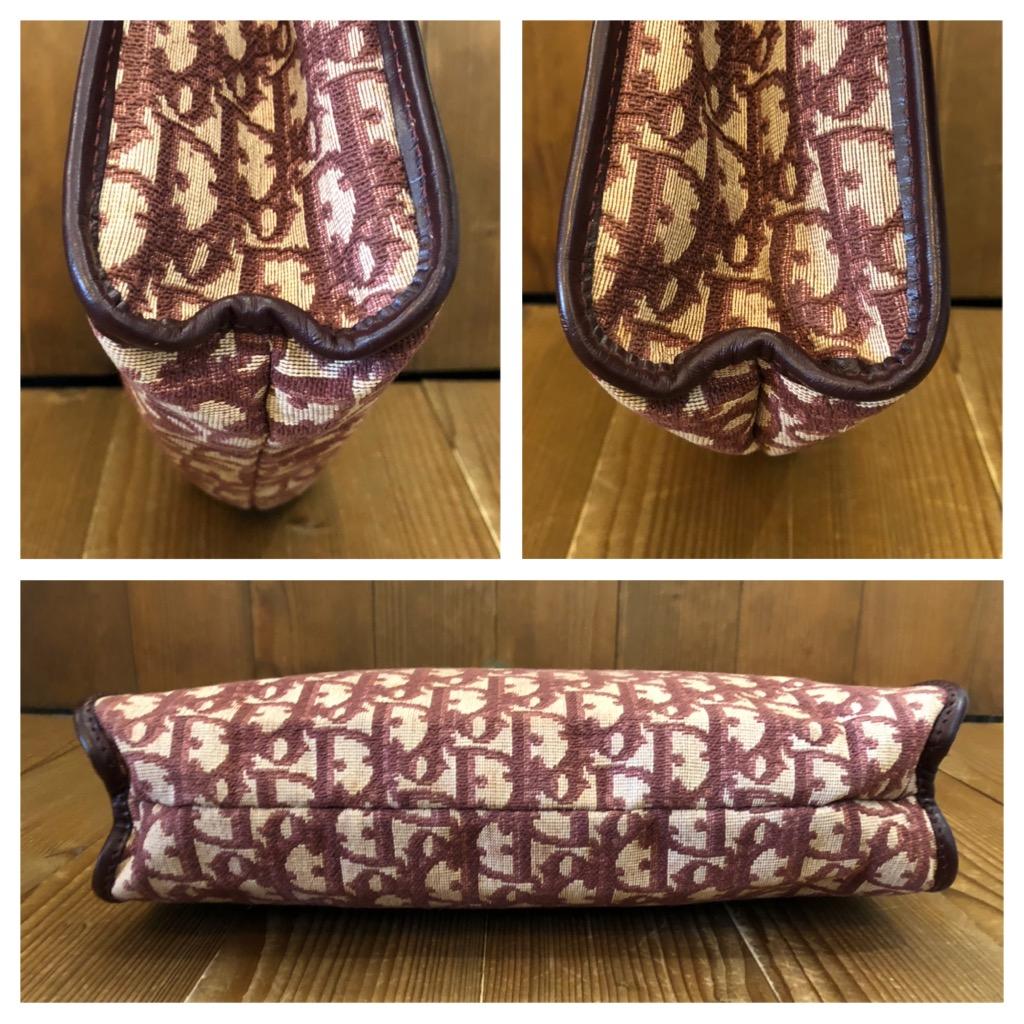 Brown Vintage CHRISTIAN DIOR Burgundy Trotter Jacquard Clutch Bag (Large)