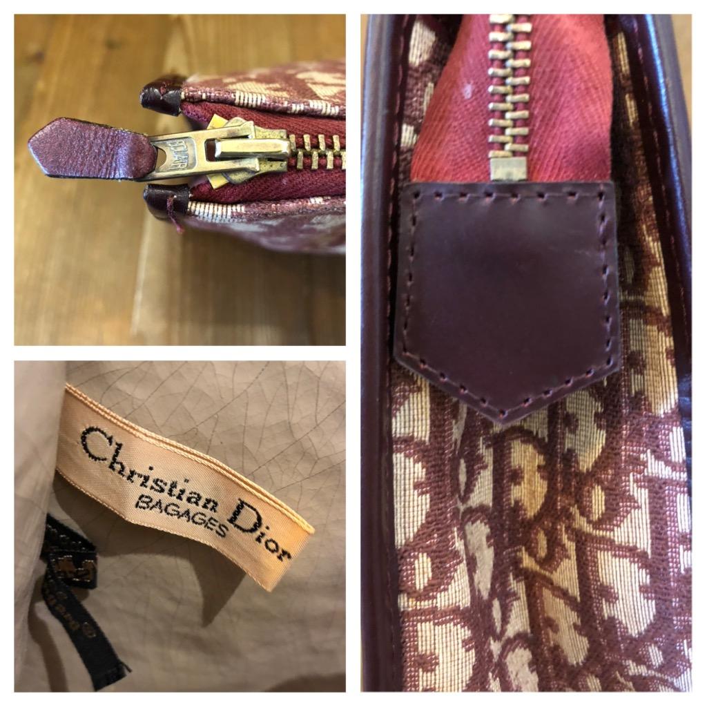 Vintage CHRISTIAN DIOR Burgundy Trotter Jacquard Clutch Bag (Large) In Good Condition In Bangkok, TH