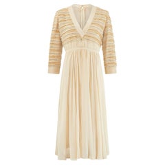 Christian Dior anni '70, abito midi in seta con lustrini color burro