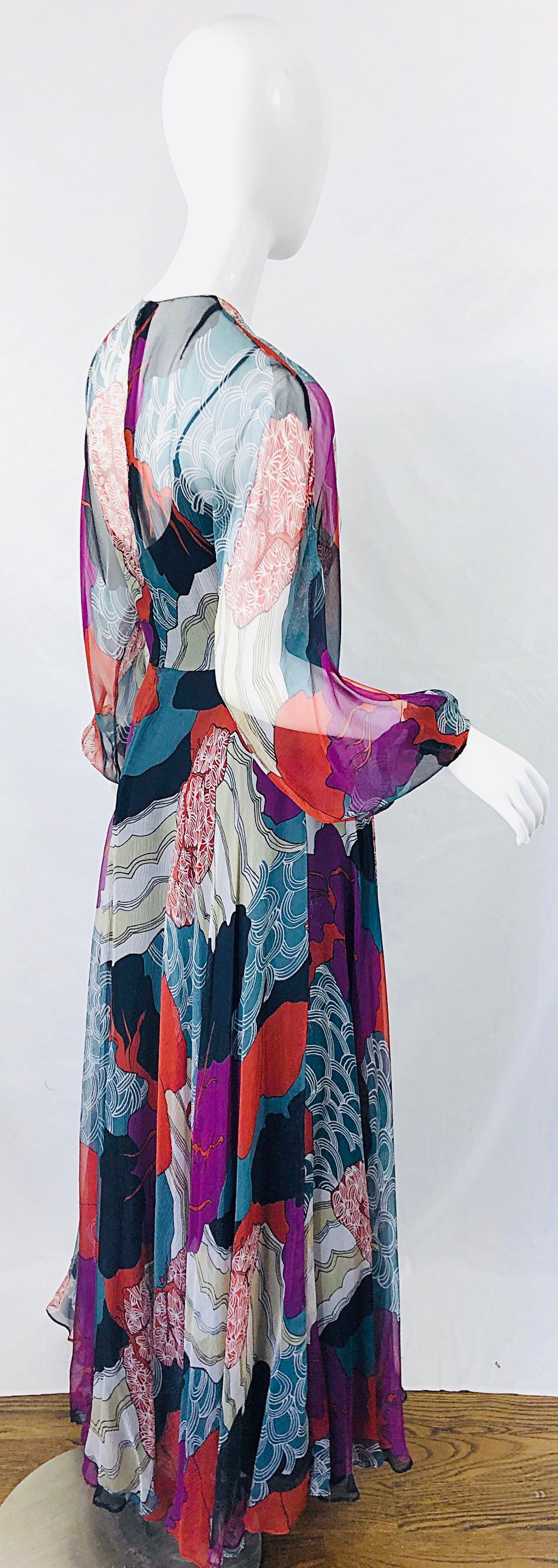 1970s Christian Dior By Marc Bohan Hiroshige Wave Silk Chiffon Vintage ...