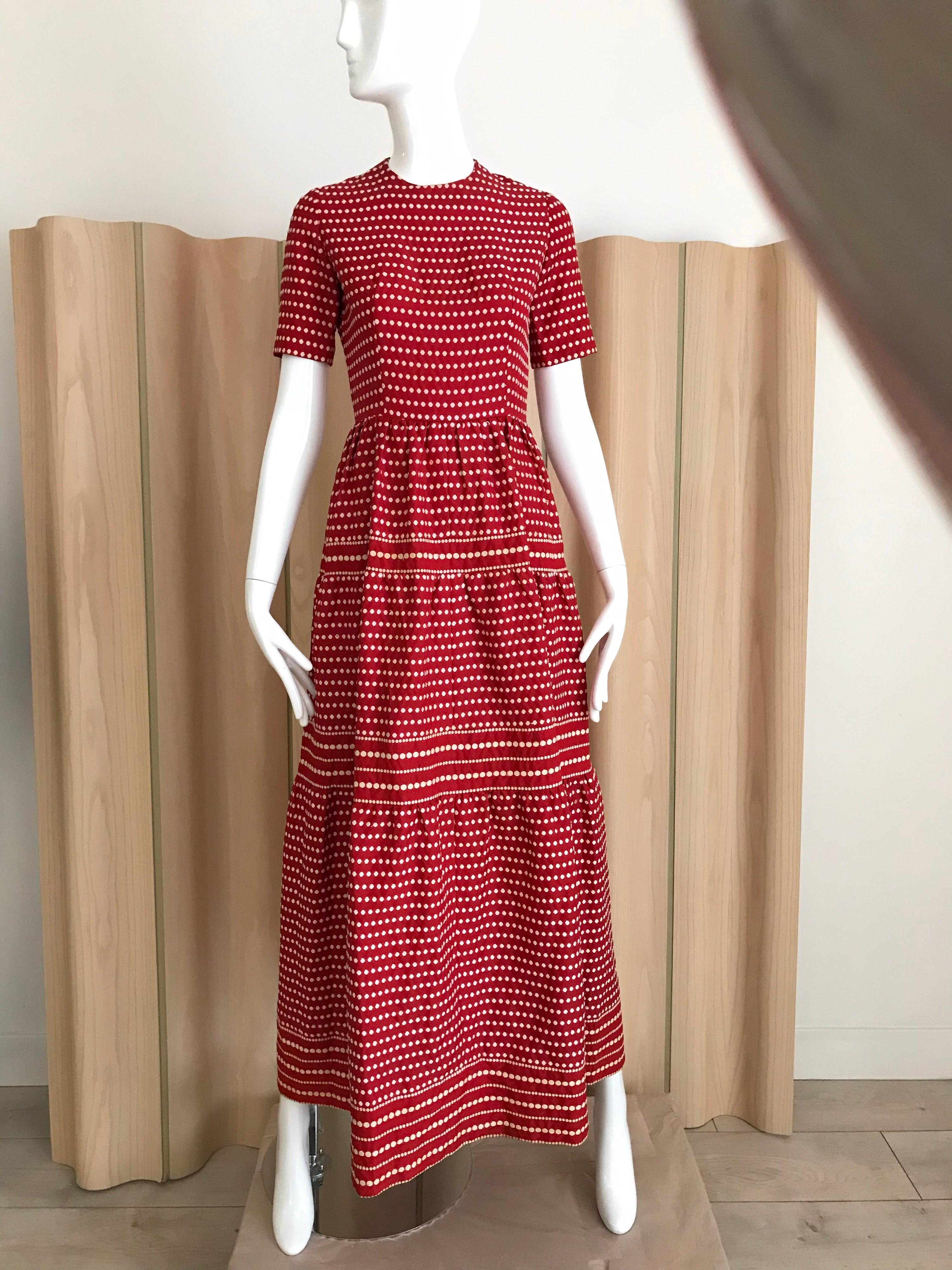 1970s  Christian Dior By Marc Bohan Red Silk  Dress 5