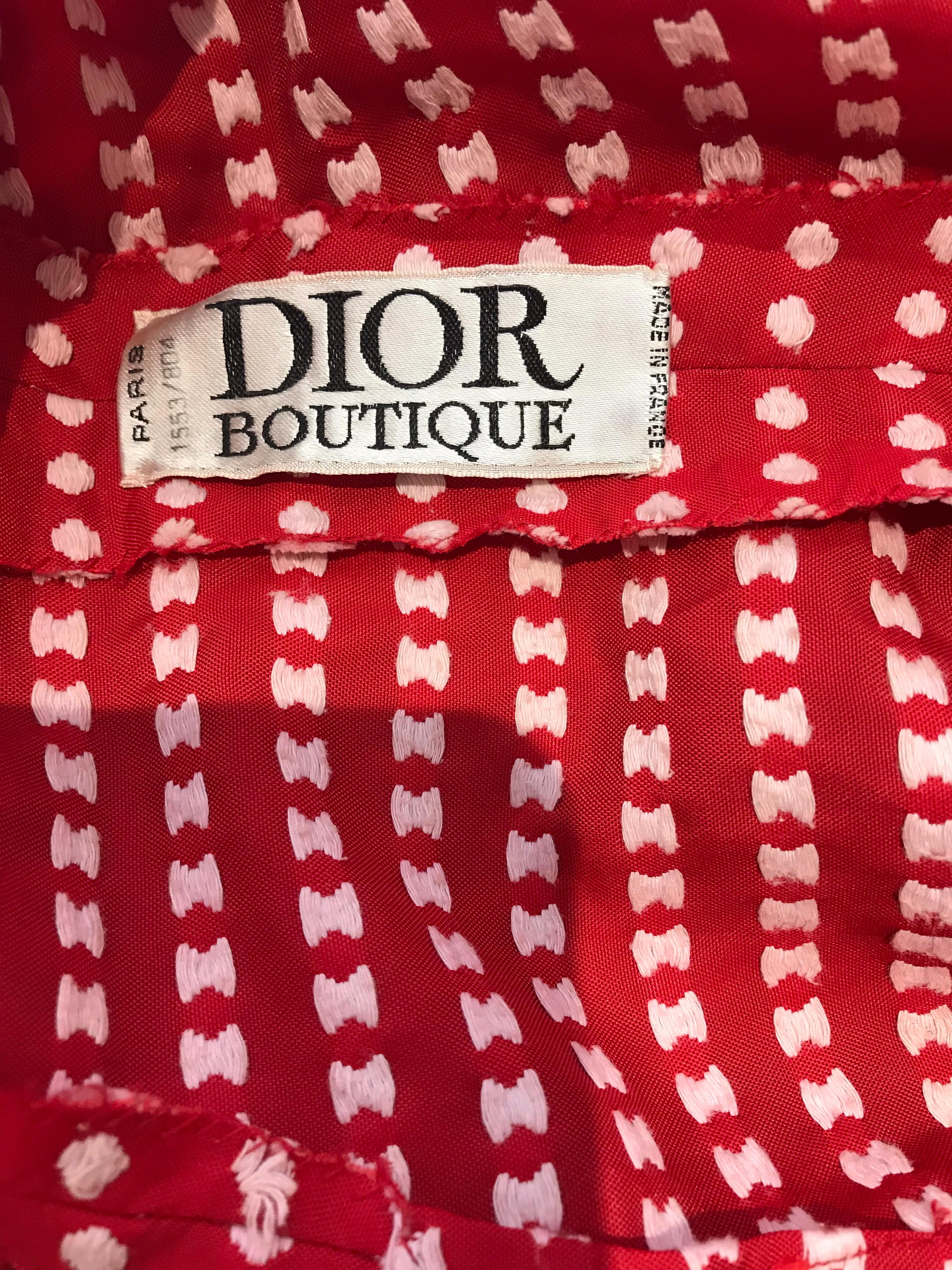 1970s  Christian Dior By Marc Bohan Red Silk  Dress In Good Condition In Beverly Hills, CA