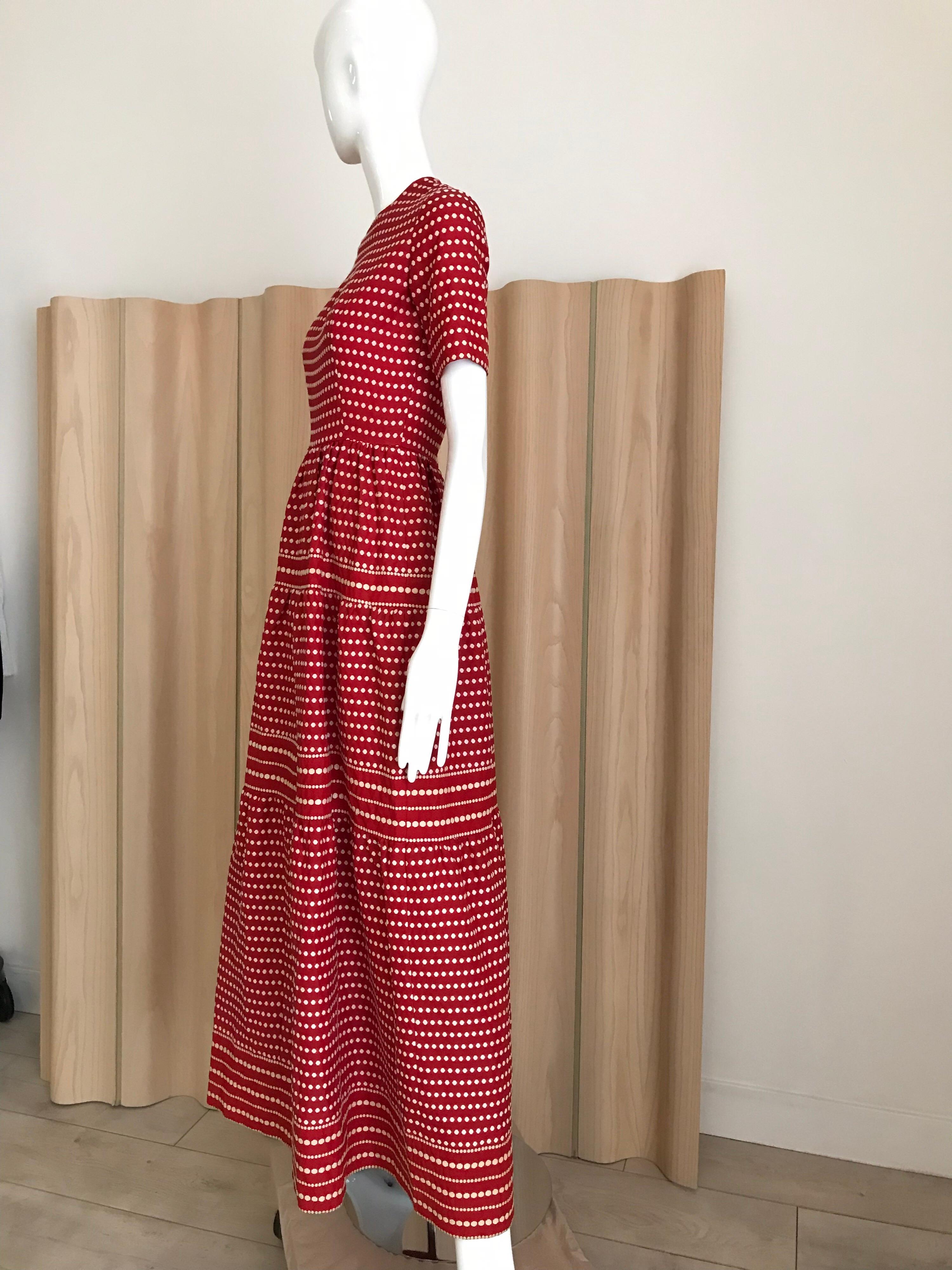 1970s  Christian Dior By Marc Bohan Red Silk  Dress 1