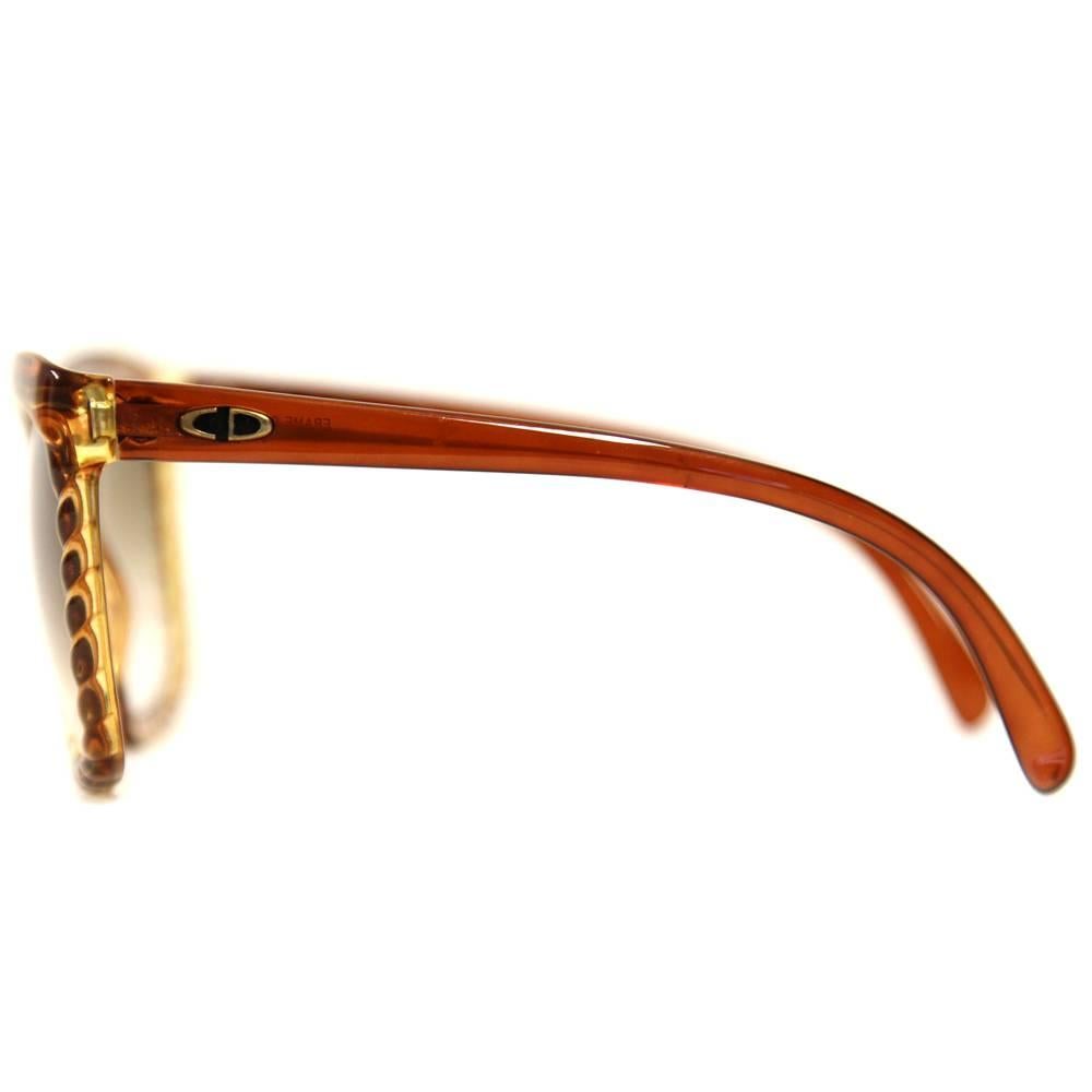 Brown 1970s Christian Dior Caramel Sunglasses