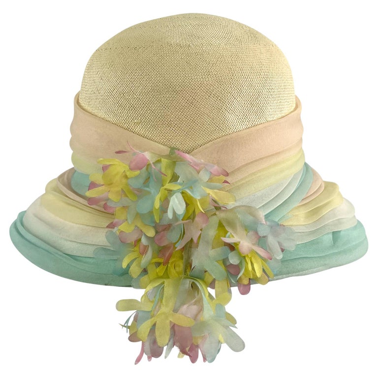 Vintage Elegant Floral Hat with Pastel Accents Vintage Lily of the Valley Hat with Pale Ivory & Pink Floral  main image 4