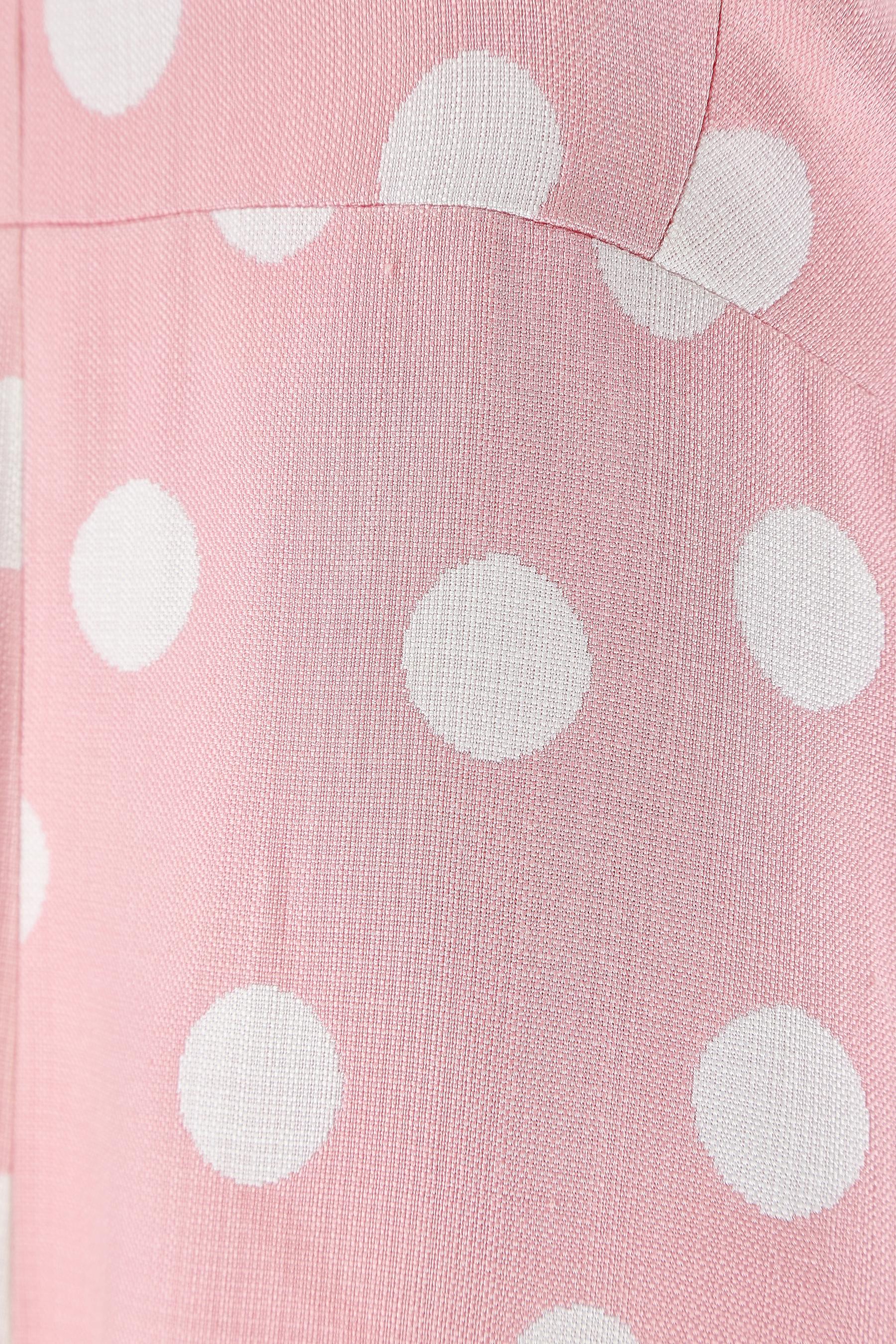 Women's 1970s Christian Dior Couture Pink Polka Dot Halter Neck Dress