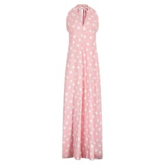 1970s Christian Dior Couture Pink Polka Dot Halter Neck Dress