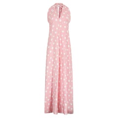 Vintage 1970s Christian Dior Couture Pink Polka Dot Halter Neck Dress