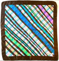 1970'S Christian Dior Geometric Stripe Silk Scarf