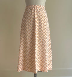 1970s Christian Dior Miss Dior CD Logo Skirt in Orange and White