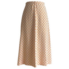 1970s Christian Dior Miss Dior CD Logo Skirt in Orange and White