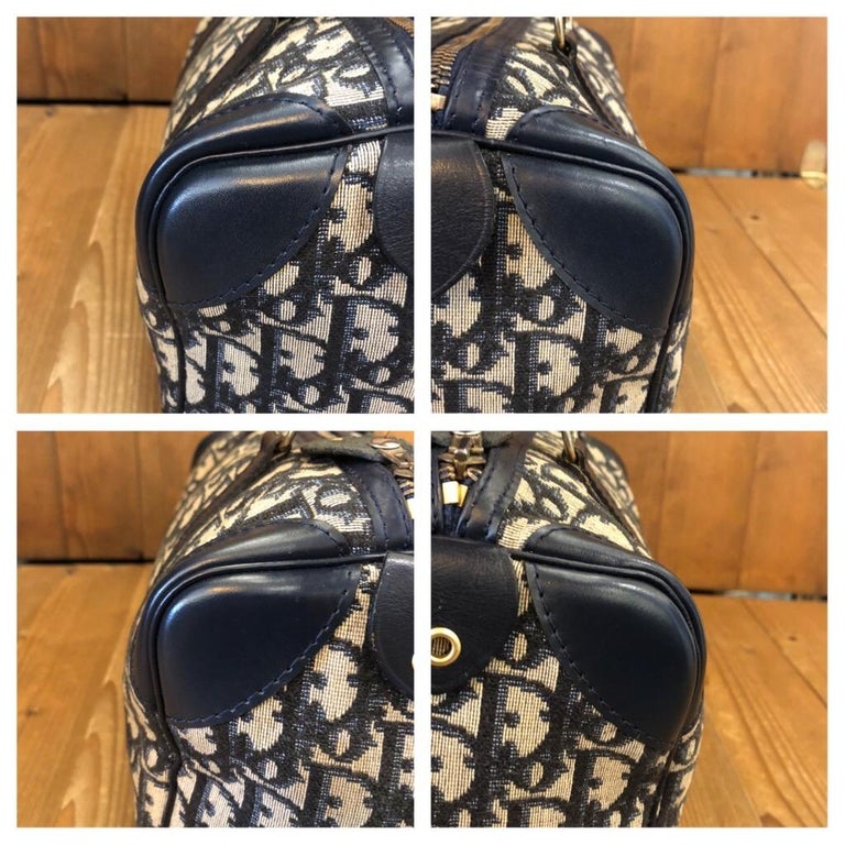 Christian Dior Boston Trotter handbag Blue Grey Cloth ref.492335