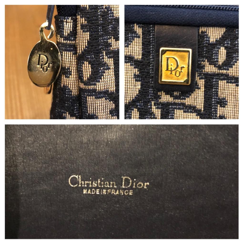 1970s CHRISTIAN DIOR Navy Trotter Jacquard Clutch Bag (Modified) 1